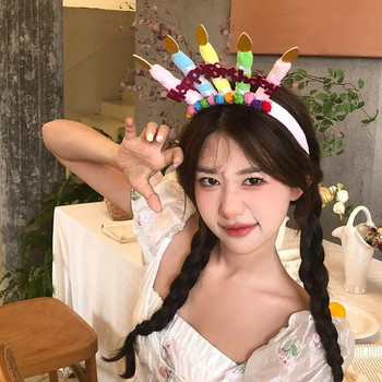 Χρόνια πολλά Χρόνια Πολλά Αστεία Αξεσουάρ Μαλλιάς Κερί Γυναικεία Τούρτα με στεφάνι μαλλιών Πολύχρωμα Κορεάτικα Στίγματα για πάρτι