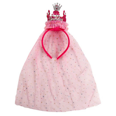 Smiješna rođendanska traka za kosu Mrežasta šljokica Pokrivala za glavu za rođendansku zabavu princeze u korejskom stilu Poklon za bebu Dodaci za kosu