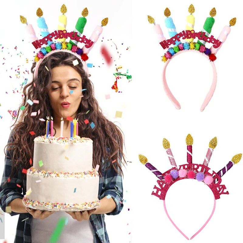 1 ks čelenka na narodeninovú oslavu s nápisom „K narodeninám a slovom“ do vlasov, kreatívna vlasová obruč