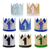 Gimtadienio kepurė, pirmosios gimtadienio šventės kepurė, Gimtadienio karūnos galvos juostos, skirtos berniuko 1-ojo gimtadienio vakarėliui