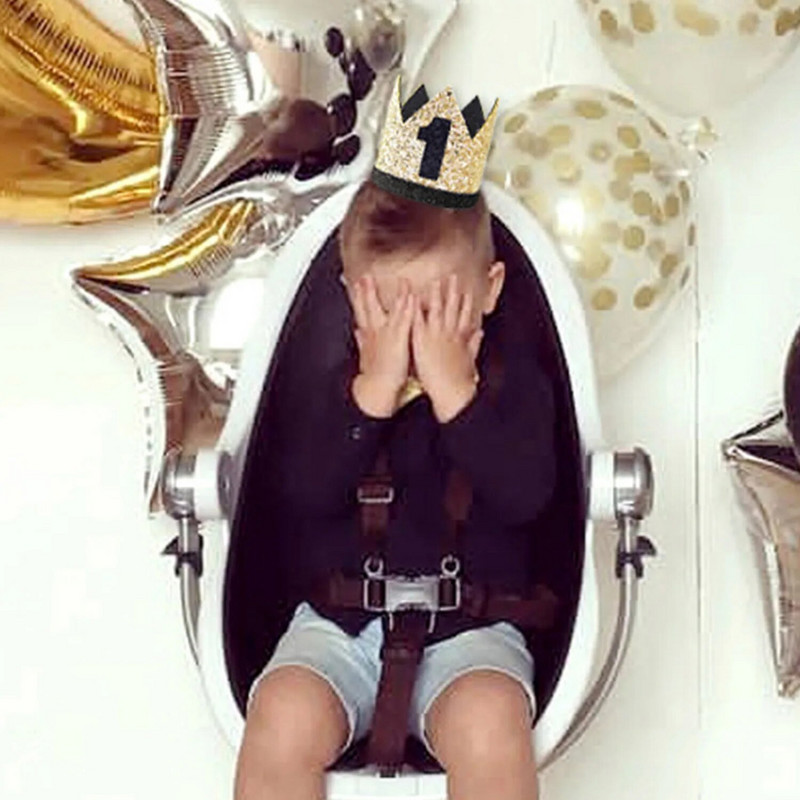 Gimtadienio kepurė, pirmosios gimtadienio šventės kepurė, Gimtadienio karūnos galvos juostos, skirtos berniuko 1-ojo gimtadienio vakarėliui