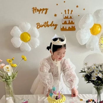 White Crown Daisy Birthday Party Καπέλο Felt Ύφασμα Διακόσμηση πάρτι γενεθλίων Αναλώσιμα δώρο 1 έτους για την ημέρα του μωρού Photobooth στηρίγματα