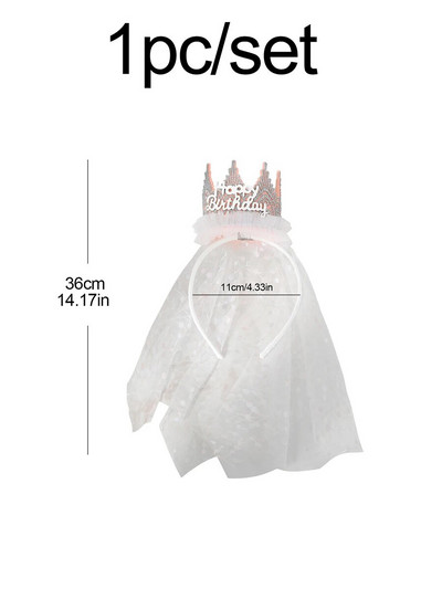 1tk Princess veil Crown juuksepael sünnipäevapeo tüdruku peapael armas kolmemõõtmeline kroonmarli juukseaksessuaarid.