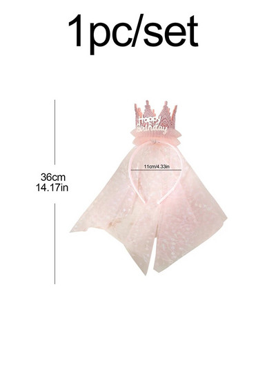 1tk Princess veil Crown juuksepael sünnipäevapeo tüdruku peapael armas kolmemõõtmeline kroonmarli juukseaksessuaarid.