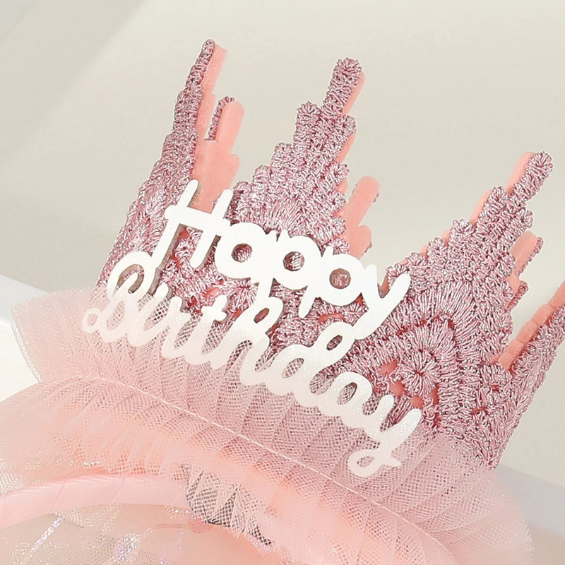 1 kom Princess veo Traka za kosu s krunom za rođendansku zabavu slatka traka za kosu s gazom s krunom u trodimenzionalnom obliku.