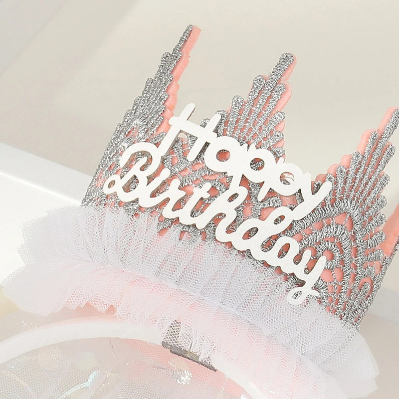 1 kom Princess veo Traka za kosu s krunom za rođendansku zabavu slatka traka za kosu s gazom s krunom u trodimenzionalnom obliku.