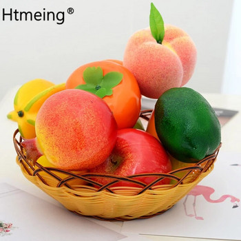 Διακόσμηση τεχνητών φρούτων για το εσωτερικό του σπιτιού Διακοσμητικά φρούτα πλαστικό μήλο λεμόνι ροδάκινο πορτοκάλι φωτογραφία στηρίγματα DIY Αξεσουάρ