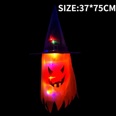 Ragyogó Halloween-dísz Boszorkánykalap LED-es lámpák Halloween gyerekeknek Party dekorációs kellékek kültéri fára függő díszek barkácsolás