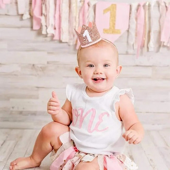 1st Birthday Crown Hat Baby Boy Girl Headband Αριθμός Καπέλα Παιδικά Γενέθλια Baby Shower Διακοσμήσεις για πάρτι Επετειακό ντεκόρ Καπέλα