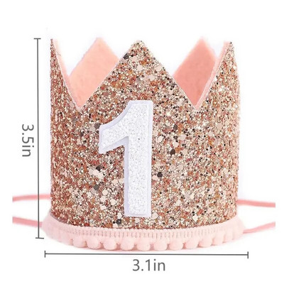 1. sünnipäeva kroonimüts Baby Boy Girl Peapael Numbrikübarad Laste Sünnipäev Baby Shower Peokaunistused Aastapäeva Dekoratsioonimütsid