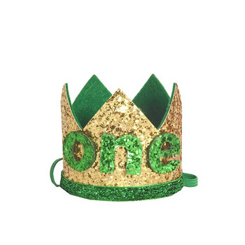 Wild One 1st Честит рожден ден шапка лента за глава зелени палмови листа една детска парти корона лента за коса 1 година стари рожден ден декорация