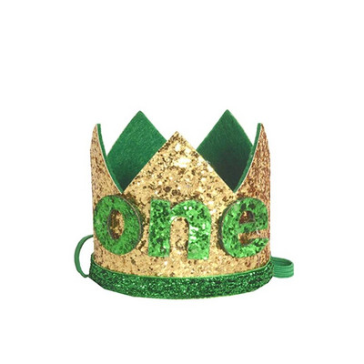 Wild One 1st Happy Birthday pălărie Bandă pentru cap Frunze de palmier verde o Bentita de păr Coroană pentru petrecere de 1 an Decor petrecere de aniversare