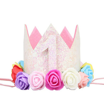 Στέμμα για τα πρώτα γενέθλια μωρού 1 έτος γενεθλίων Διακόσμηση καπέλων για πάρτι Είδη παιδικού πάρτυ Αξεσουάρ κορώνα Καπέλα