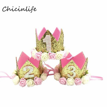 Chicinlife Baby Girl Boy One 1 2 3 4 5 6 7 8 9 Years Birthday Hat Crown Bands Head Birthday Party Decoration Коса Декоративна