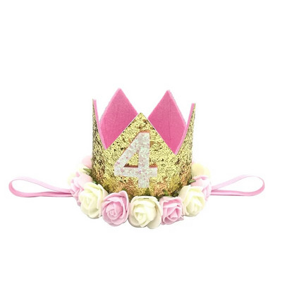 Chicinlife Bebeluş Fata Băiat Unu 1 2 3 4 5 6 7 8 9 Ani Pălărie pentru Aniversare Coroană Bentite Decorare pentru petrecere de aniversare Decorativ pentru păr