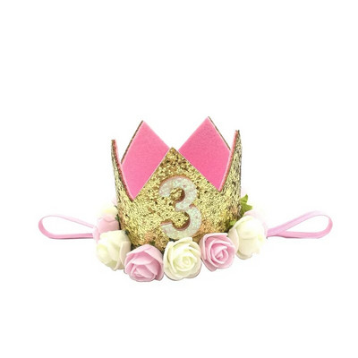 Chicinlife Bebeluş Fata Băiat Unu 1 2 3 4 5 6 7 8 9 Ani Pălărie pentru Aniversare Coroană Bentite Decorare pentru petrecere de aniversare Decorativ pentru păr