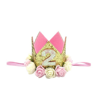 Chicinlife Bebeluş Fata Băiat Unu 1 2 3 4 5 6 7 8 9 Ani Pălărie pentru Aniversare Coroană Bentite Decorare pentru petrecere de aniversare Decorativ pentru păr