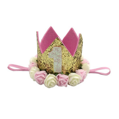 Chicinlife Bebeluş Fata Băiat Unu 1 2 3 4 5 6 7 8 9 Ani Pălărie pentru Aniversare Coroană Bentite Decorare pentru petrecere de aniversare Decorativ pentru păr