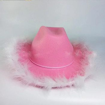 Pink Raw Border Cowboy Hat Pink Hair Crown Western Cowgirl Hat Bar Party Supplies Happy Birthday Cowboy Party Decor Hen Parti
