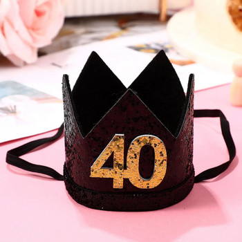 40-годишни подаръци за рожден ден за жени Шапка с корона Ленти за глава Дамска прическа Грим Парти Декорация за парти за рожден ден Шапка с корона за рожден ден