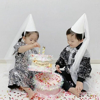 Корейска филцова шапка за рожден ден Творчески Направи си сам шапки с корони с въже Сладки детски домашни кучета с лък Парти шапки Коледна украса за Нова година 2022