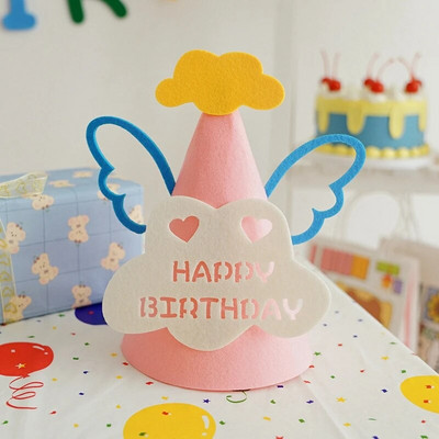 Korėjos veltinio gimtadienio skrybėlė Kūrybiškos „pasidaryk pats“ vainikinės kepurės su virve Mielos vaikų naminių šunų lanko kepuraitės 2022 m. Kalėdų Naujųjų metų dekoras