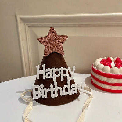 Korėjos veltinio gimtadienio skrybėlė Kūrybiškos „pasidaryk pats“ vainikinės kepurės su virve Mielos vaikų naminių šunų lanko kepuraitės 2022 m. Kalėdų Naujųjų metų dekoras