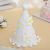 1PC Mali prozirni rođendanski šešir s tratinčicama, netkani šešir za rođendansku zabavu, slatki cvjetni ukras