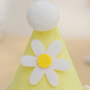 1PC Малка прозрачна шапка с жълта маргаритка за рожден ден от нетъкан текстил, шапка за рокля за рожден ден, сладка украса с цветя