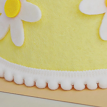1PC Малка прозрачна шапка с жълта маргаритка за рожден ден от нетъкан текстил, шапка за рокля за рожден ден, сладка украса с цветя
