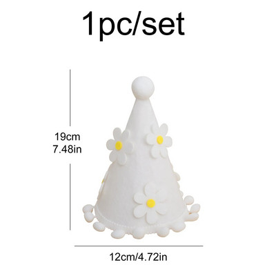 1PC Mali prozirni rođendanski šešir s tratinčicama, netkani šešir za rođendansku zabavu, slatki cvjetni ukras