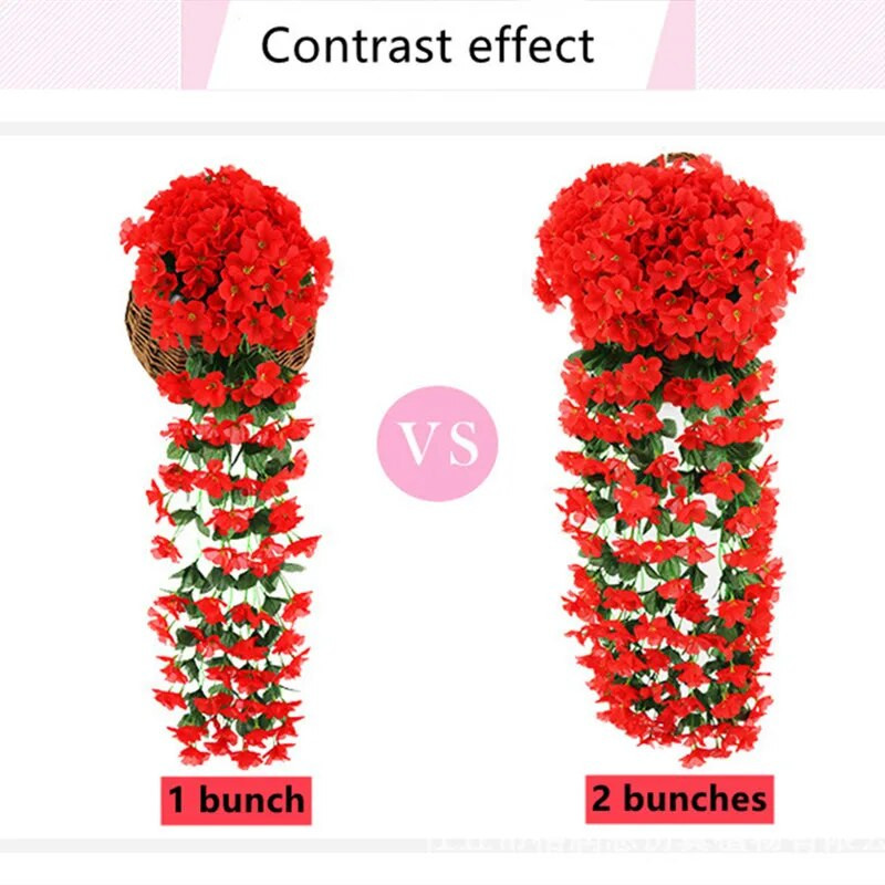 5 kroonlehte Orhideelillad Kunstlilled Seinale riputatav korvi simulatsioon Võltslill pulmaaia välipeo kaunistamiseks