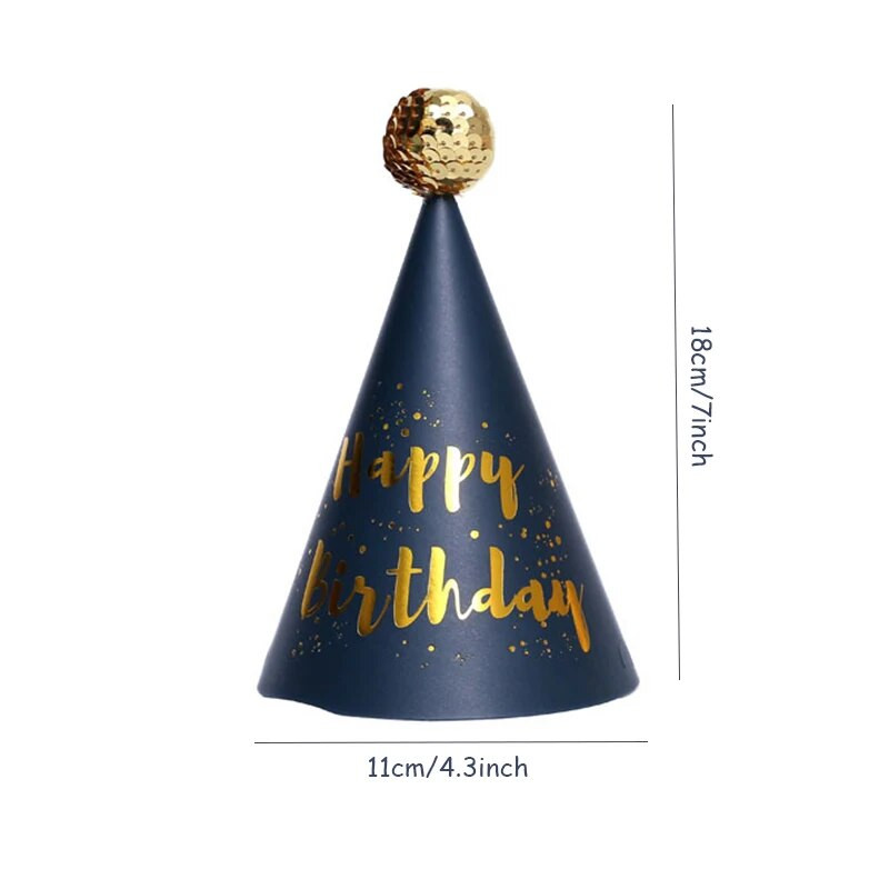 1 vnt. Kepurės su gimtadieniu, taškeliai, veltiniai, popieriniai kūgio dangteliai kūdikių dušas suaugusiems vaikams gimtadienio vakarėlio dekoravimo reikmenys