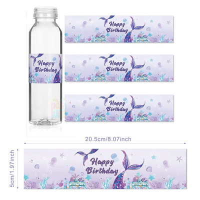 Etichete autocolante pentru sticlă de apă, 6 bucăți, pălărie, șapcă de hârtie pentru copii, decorațiuni pentru petrecerea de aniversare, junglă, sirenă, fluture