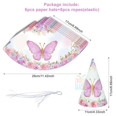 Etichete autocolante pentru sticlă de apă, 6 bucăți, pălărie, șapcă de hârtie pentru copii, decorațiuni pentru petrecerea de aniversare, junglă, sirenă, fluture