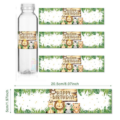 Etichete autocolante pentru sticlă de apă, 6 bucăți, pălărie, șapcă de hârtie pentru copii, decorațiuni pentru petrecerea de aniversare, junglă, sirenă, fluture