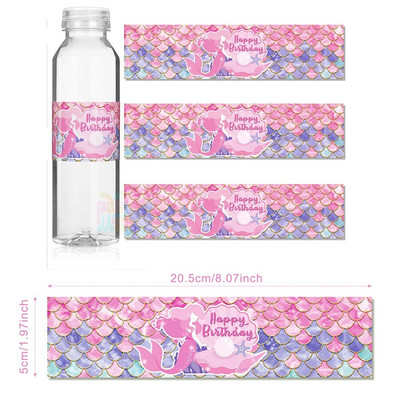 Etichete autocolante pentru sticlă de apă, 6 bucăți, pălărie, șapcă de hârtie pentru copii, decorațiuni pentru petrecerea de aniversare, junglă, sirenă, fluture