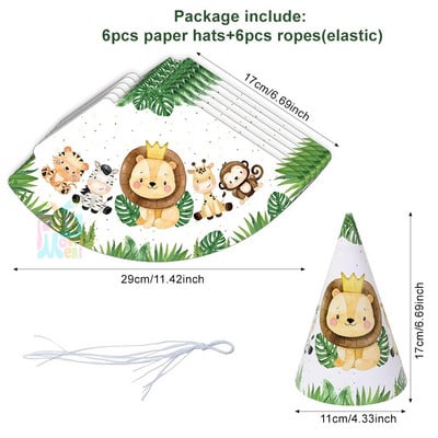 Etichete autocolante pentru sticlă de apă, 6 bucăți, pălărie, șapcă de hârtie pentru copii, decorațiuni pentru petrecerea de aniversare, junglă, sirenă, fluture