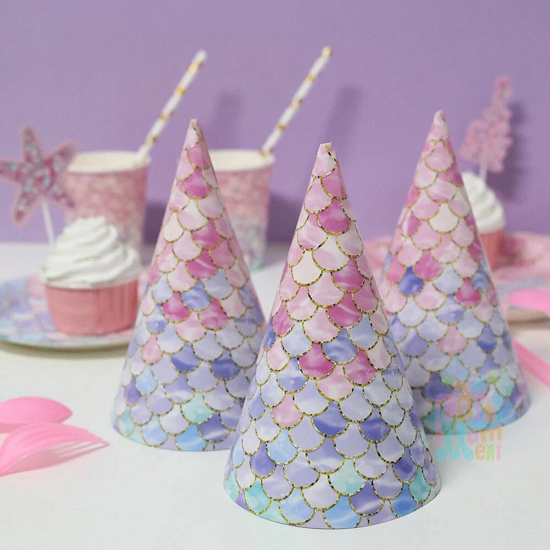 6 ks narodeninových čiapok, papierových čiapok pre deti, narodeninových dekorácií, džungle, zvierat, morskej panny, motýľov, nálepiek na fľaše s vodou