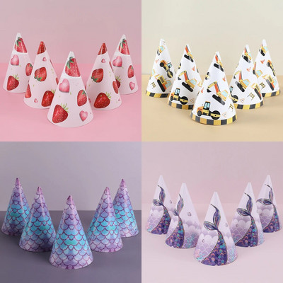 Mermaid DIY Paper Hat Farm Animal Engineering Vehicle Διακόσμηση πάρτι γενεθλίων Παιδικό παιδικό ντους προμήθειες φράουλα καπέλο