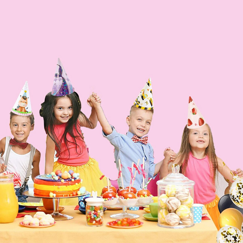 Undinė „pasidaryk pats“ popierinė skrybėlė Farm Gyvūnų inžinerija Transporto priemonės Gimtadienio vakarėlio dekoras Vaikų Kūdikių Vakarėlio reikmenys Braškių kepurė