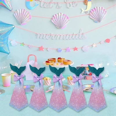 5 gab. Mermaid Tail Paper Candy Box Dāvanu iepakojuma maisiņš Popkorns Kastes Bērniem Iepriecina Nāras dzimšanas dienas Bērnu dušas ballīte DIY Dekorācija