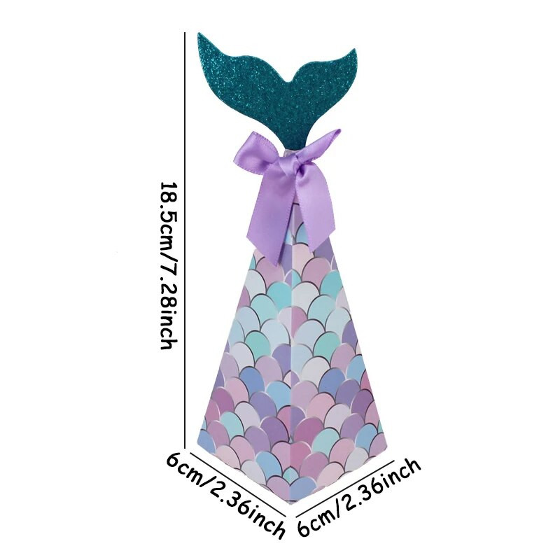 5 gab. Mermaid Tail Paper Candy Box Dāvanu iepakojuma maisiņš Popkorns Kastes Bērniem Iepriecina Nāras dzimšanas dienas Bērnu dušas ballīte DIY Dekorācija