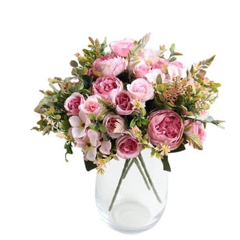 Λευκά Μεταξωτά Τεχνητά Τριαντάφυλλα Λουλούδια Φθινοπωρινή Διακόσμηση Σπίτι Γάμου Υψηλής Ποιότητας Μεγάλη Ανθοδέσμη Πολυτελής ψεύτικη λουλουδοσυνθεση Μαζική