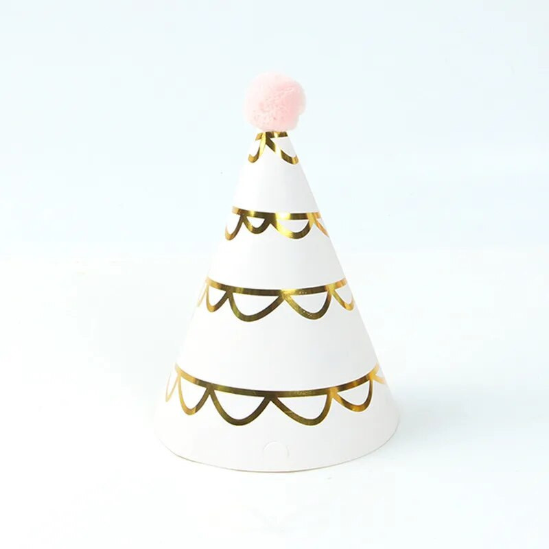 Spalvinga vakarėlio žvaigždė Pompom kūgio popierinė kepurė kūdikiams vaikams Vaikų gimtadienio Kalėdų dovanos galvos apdangalas