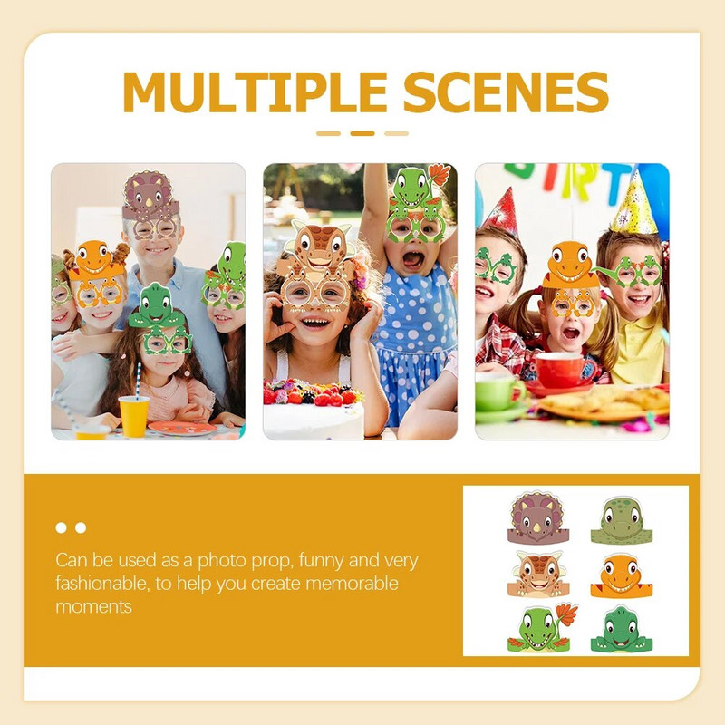 6 komada Dječjih rođendanskih šešira Pokrivala za glavu s dinosaurima Šeširi Rekviziti Pokloni za dječje zabave