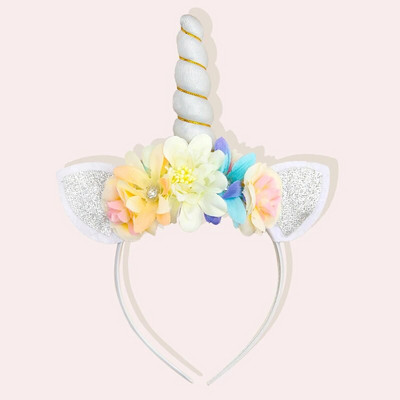 Nauja vienaragio galvos juosta vaikiška galvos juosta blizgučiais kačių ausimis imituota gėlių galvos apdangalas Kalėdų šventiniai plaukų aksesuarai