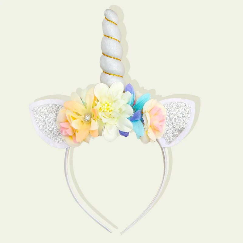 Nauja vienaragio galvos juosta vaikiška galvos juosta blizgučiais kačių ausimis imituota gėlių galvos apdangalas Kalėdų šventiniai plaukų aksesuarai