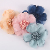 1 KOM Veliki ručno rađeni umjetni cvijet od šifonske tkanine za vjenčanicu Odjeća Šeširi Dekoracija za glavu DIY