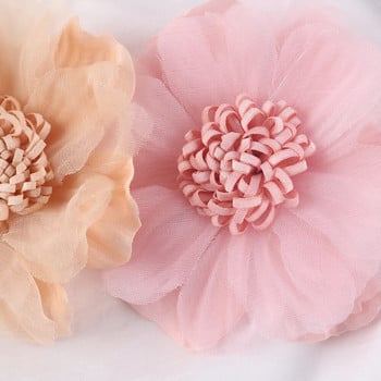 1PCS Голямо ръчно изработено шифонено платно Изкуствено цвете за сватбена рокля Облекло Шапки Декорация на шапка Направи си сам